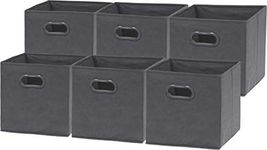 SimpleHouseware Foldable Cube Storage Bin with Handle, 6 Pack, Dark Grey