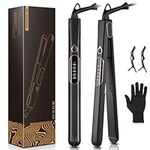 Hair Straighteners for Women, Haglater 2 in 1 Hair Straightener and Curler Ceramic Plates Flat Iron with Adjustable Temperature LCD Display Straightening Styling Tool for Long Hair