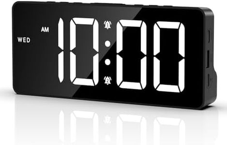 AMIR Digital Clock Large Display, LED Alarm Clock for Bedroom, USB/Battery Powered Beside Clock with Date, 12/24H, 3 Levels Volume, 4 Alarm Modes, Brightness Adjustment, DST, Night Mode Clock Kids