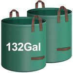 IWNTWY 2-Pack 132 Gallons Reusable Yard Waste Bags, Foldable Leaf Bags Lawn Bags Garden Bag Dumpster Bag with 4 Handles, Yard Trash Bag for Waste Management (31" Dia X 39" H)