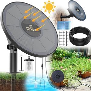 CIRYASR Solar Drip Irrigation System, Automatic Watering System with 2200mAh Battery and 6 Timer Modes for Potted Plants Drip Irrigation Kit for Balconies, Green House, Garden, Balcony