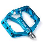 Mountain Bike Pedals 3 Bearings Bike Pedals Platform Bicycle Flat Pedals 9/16" Pedals Blue MTB Pedals (A001 Blue)