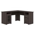 Bush Furniture Cabot L Shaped Computer Desk in Heather Gray | Corner Table with Drawers for Home Office