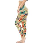 Irisjudy Women Full Length Leggings, Ethnic Geometric High Waist Stretchy Workout Tights, Ladybug Comfy Yoga Pants Plus Size, Dragonfly Floral, 3X-Large