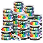 Karenhi 96 Pieces Rainbow Pride Bracelets LGBT Silicone Wristbands Lesbian Rubber Bracelet Gay Motivational Bracelets for Parades Rainbow Festival