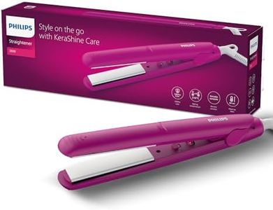 Philips New Hair Straightener| KeratinInfused Ceramic Plates for Glossy Frizz-free Straight Hair| Silkprotect Technology Minimizes Heat Damage| Travel Friendly Straightener for Women|BHS252/00, Pink