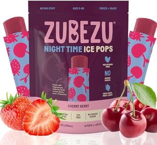 ZuBeZu Night Time Ice Pops for Kids – Melatonin-Free Cherry Berry Popsicles with Magnesium, L-Theanine, Lemon Balm & Organic Valerian Root - No Added Sugar and 100% Real Fruit Juice Freezer Pops
