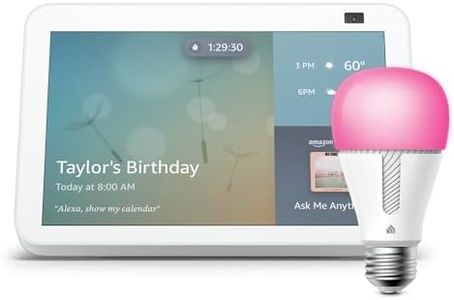 Echo Show 8 (2nd Gen) in Glacier White bundle with TP-Link Kasa Smart Color Bulb