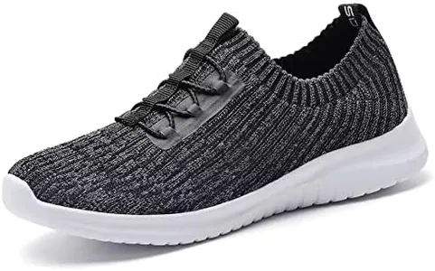 TIOSEBON Women's Lightweight Casual Walking Athletic Shoes Breathable Running Slip-On Sneakers for Jogging Workout Soft Shoes US 5.5 Deep Gray