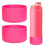 WK IEASON 2Pcs Silicone Water Bottle Boot for Owala 24oz, Protective Flask Bottom Cover Base for Owala FreeSip Twist and Flip Flask Bottles (Rosex2, 24OZ)