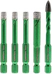 Porcelain Tile Diamond Drill Bits - Dry Diamond Hole Saw Set for Ceramic Marble Granite Stone,Diamond Core Drill Bit Kit Quick Change Shank Fixed on Drills,No.K7