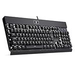 Eagletec KG010 Mechanical Keyboard White LED Backlit with Brown Switches Wired 104 Keys for Windows PC Gaming and Office, UK QWERTY (Black)