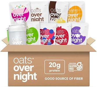 Oats Overnight Fruit Variety Pack - High Protein, High Fiber Breakfast Protein Shake - Gluten Free, Non GMO, Protein Oatmeal - Fruity Cereal, Chocolate Covered Banana & More (8 Pack + BlenderBottle)