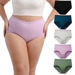 INNERSY Women's Plus Size XL-5XL Underwear Cotton Stretchy High Waisted Briefs 5-Pack(Mint Sky,3X-Large)