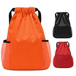 Grantop Drawstring Waterproof Bags, String Swim PE Bag, Oxford fabric Backpack Bags for men and women, for Sports School Beach Holidays Swimming Travel (Orange, L)