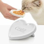 Catit Creamy Ceramic Heart Dish, Cat Treat Feeding Dish