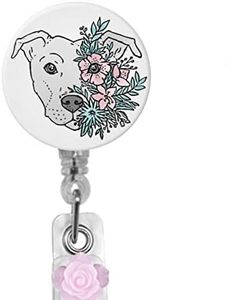 Pitbull Terrier Dog Badge Reel Retractable for ID or Key Card Badge Holder Gift Nurse (Badge Holder - Alligator Clip)