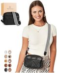 Shoulder Bag for Women - Faux Leather Crossbody Bag with Anti Theft RFID Protection & Adjustable Strap - Shoulder Bag with Silver Zippers & Anti Pickpocket Clip - Crossbody Purse with Guitar Strap