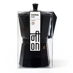 Nion Moka Pot Coffee Maker | Stovetop Espresso Maker | Aluminium (Black) | 300ml (6 Cups)