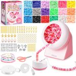 Tilhumt Clay Bead Spinner Kit, 3824Pcs Electric Bead Spinner for Jewelry Making with 18 Colors Polymer Clay Beads and Beading Accessories for Making Waist, Bracelets or Necklaces (Patent Design)