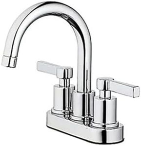 HomePointe Mid Arch Lavatory Faucet with Pop Up, 4 Inch Center Set, 1.2 GPM Flow Rate, and 2 Handles for Temperature Control, Chrome Finish