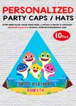 WoW Party Studio Personalised Shark Cartoon Theme Happy Birthday Party Decorations Party Caps/Hats with Birthday Boy/Girl Name - 10Pcs