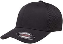 Flexfit Unisex Ultrafibre Airmesh Fitted Trucker Hat, Black, Large-X-Large