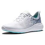 FootJoy Women's FJ Flex Golf Shoe, White/Grey/Leopard, 7.5 - Previous Season Style