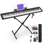 Starfavor Piano Keyboard 88 Keys Full-size, Semi Weighted Key Bluetooth MIDI Digital Piano, Chargeable Portable Electronic Keyboard with Piano Stand, Sustain Pedal, Carrying Bag, SP-88S Black