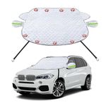 Kewucn Windshield Cover for LCE and Snow, 65'' x 49.6'' Magnetic Front Windshield Cover with Side Mirrors Cover, Universal Waterproof Auto Sunshade Snow Cover Fits Most Vehicles (Silver)