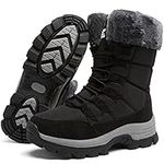 ziitop Womens Snow Boots, Women's Winter Boots, Fur Lined Warm Winter Boots, Lace up Warm Shoes, Mid Calf Snow Boots, Outdoor Anti-Slip Boots, Snow Boots Waterproof, Winter Walking Boots for Women