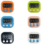 6 Pcs Kitchen Timer, Magnetic Digital Kitchen Timer, Big Digits Loud Alarm Magnetic Back Count Up Countdown Timer Perfect for Cooking Teachers,Classroom,Homework,Baking