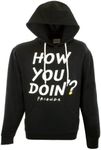 Friends mens Hoodie, How You Doin Black, Large