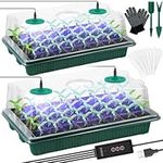 2 Pack 80 Cells Seed Starter Tray with Grow Light Seedling Tray Kit with Adjustable Humidity Dome Plant Starter Kit Gardening Plant Germination Light Trays for Seeds Growing Starting