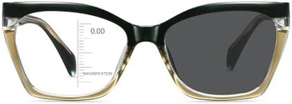 HOOBAY Photochromic Progressive Multifocus Reading Glasses Women,Progressive Readers No Line Quick-Transition Sunglasses (Gradient Green, 1.5, x)