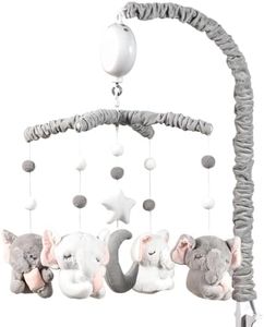 Baby Crib Mobile - Elephant Crib Mobile for Girls with 28 Inches Mobile Arm and 35 Lullabies Musical Box, 3 Modes Digital, Volume Control, Essential Gift for Infant Bedroom Hanging Decor