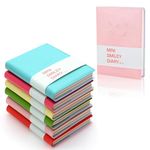 QUMENEY Mini Pocket Notebook 6 Pack, Cute Small Smiley Diary Notepads Lined Memo with PU Leather Case, Portable Blank Notebook Travel Journals Sketchbook, Diary Notebooks for Students, Kids, 100 Sheets (6 Colors, 10.5 x 8 CM)