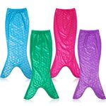 Toulite 4 Pcs Mermaid Tails for Swimming, Mermaid Tails for Girls Mermaid Swimsuit for Girls Mermaid Swimsuit Bathing Suits Costume Mermaid Party Favors Birthday Gift for Age 4-6 Years, 4 Colors