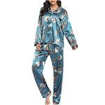 AMhomely UK Stock Sale Womens Fashion Print Home Wear Two-Piece Suit Long Sleeve Pants Pajama Set Babydoll Sleepwear Nightwear Set Ladies Comfort Cotton Everyday Bra Gift for her Girls