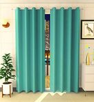 LaVichitra 2 Pieces Premium Blackout Curtains - Thermal Insulated, 3 Layered, 100% Opaque Door Curtain - 7 ft, Aqua Blue