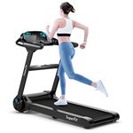 Goplus Electric Folding Treadmill, Portable Running Jogging Machine with Bluetooth Speaker, APP Control and 17'' Wide Tread Belt, Perfect for Home and Office Use