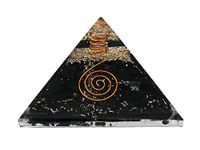 Shungite Orgonite Pyramid for EMF Protection and Negative Energy Protection | Natural Crystal Orgone Organite Pyramid (Healing Copper Coil)