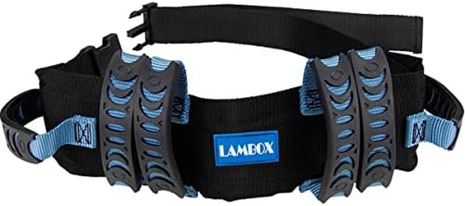 LAMBOX Gait Belt Walking Transfer Belt with 6 Plastic Padded Caregiver Handles and Quick Release Buckle for Patient,Elderly Physical Therapy(6 Blue Handles with Plastic Buckle 54"