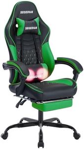 SEGEDOM Ergonomic Video Gamer Chairs Gaming Computer Chairs Gamer Chairs for Adults Massage Lumbar Support Swivel Height Adjustable Headrest Backrest(Blackgreen)