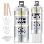 Metal Glue - 3.4oz 2 Part Metal Repair Glue, Heavy Duty Weld Metal to Metal Epoxy Glue for Metal, Plastic, Steel, Ceramics - Waterproof All Purpose Epoxy Adhesive for Welding Aluminum, Tiles, Sealing