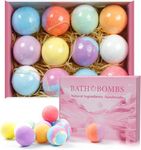 Bath Bombs, 12 PCS Handmade Bath Bomb Gift Set, with Natural Essential Oil, Rich Fizz, Bubbles, Handmade Bath Bombs for Skin Moisturize (12)