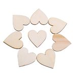 50Pcs Blank Wooden Love Heart Unfinished Wood Slice Embellishment Craft for Weddings Plaques Birthday Party Decoration (50mm)