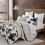 Indigo Hill by HiEnd Accents | Clara Cow Print Bedding 2 Piece Twin Size Quilt Set, Black Cowhide Pattern, Reversible Western Bed Set, Rustic Farmhouse Cow Print Quilt with Pillow Shams