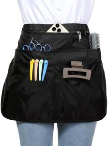 Barber Apron with 7 Pockets, Waterproof and Bleach-proof Hair Stylist Apron for Men Women, Hairdresser Apron for Cosmetology, Black, Regular