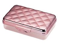 It's Academic Metallic Pencil Case Box, Hard Plastic, Stylish Quilted-Pattern Lid, Rose Gold